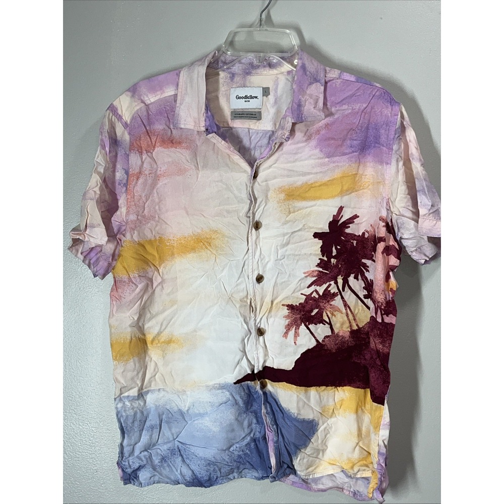 Men's Goodfellow & Co Tropical 100% Rayon Button Down Shirt Size Large
